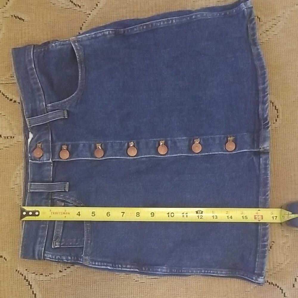 Madewell Denim Mini Skirt Button Front Dark Wash High Waisted Sz 25 NWOT Boho - Picture 4 of 6